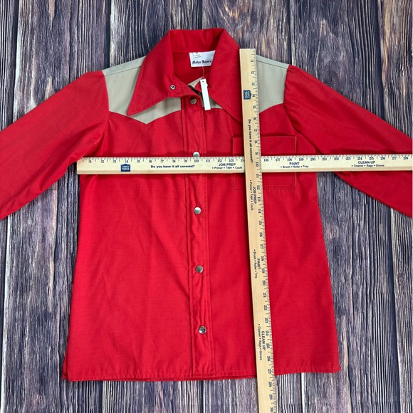 Women’s Mother Karen’s Vintage 70s Style Red & Tan Western Dagger Collar Shirt - Picture 6 of 8